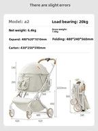 Breathable Lightweight Folding Outdoor Pet Stroller for Small & Medium Cats & Dogs — Convenient Carrier