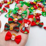 Christmas Dog Hair Bows 30-Pack (Santa & Snowman Designs)