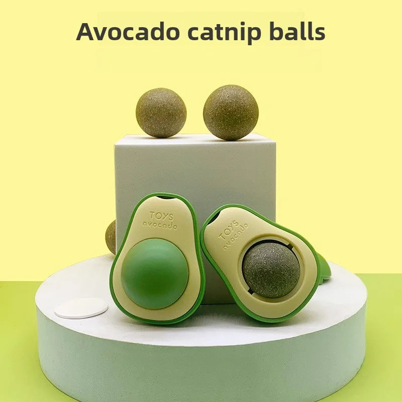 Natural Catnip Rotatable Wall Stick-On Ball — Cat Teeth Cleaning Catnip Scratching Toy