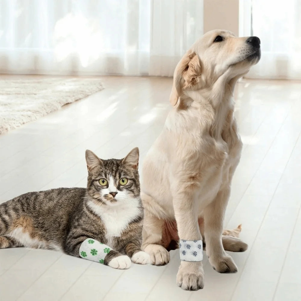 Breathable Self-Adhesive Dog Paw Wrap (Non-Woven, Elastic, Printed)