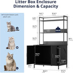 57in Wooden Litter Box Enclosure with Shelves & Hooks