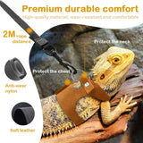 Bearded Dragon Harness & Leash Set — Adjustable Soft Leather Vest