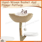 Multi-Level Cat Tree with Wicker Basket Bed & Scratching Post