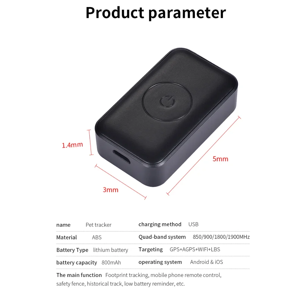 GSM AGPS Waterproof GPS Pet Collar Tracker with Calls & Remote Control