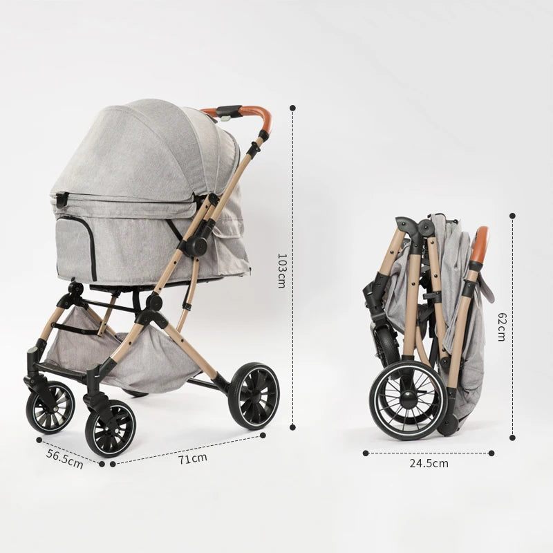 Foldable Separable Pet Stroller for Medium Dogs — Travel-Ready Dog Cart with Detachable Carrier