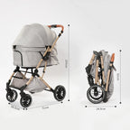 Foldable Separable Pet Stroller for Medium Dogs — Travel-Ready Dog Cart with Detachable Carrier