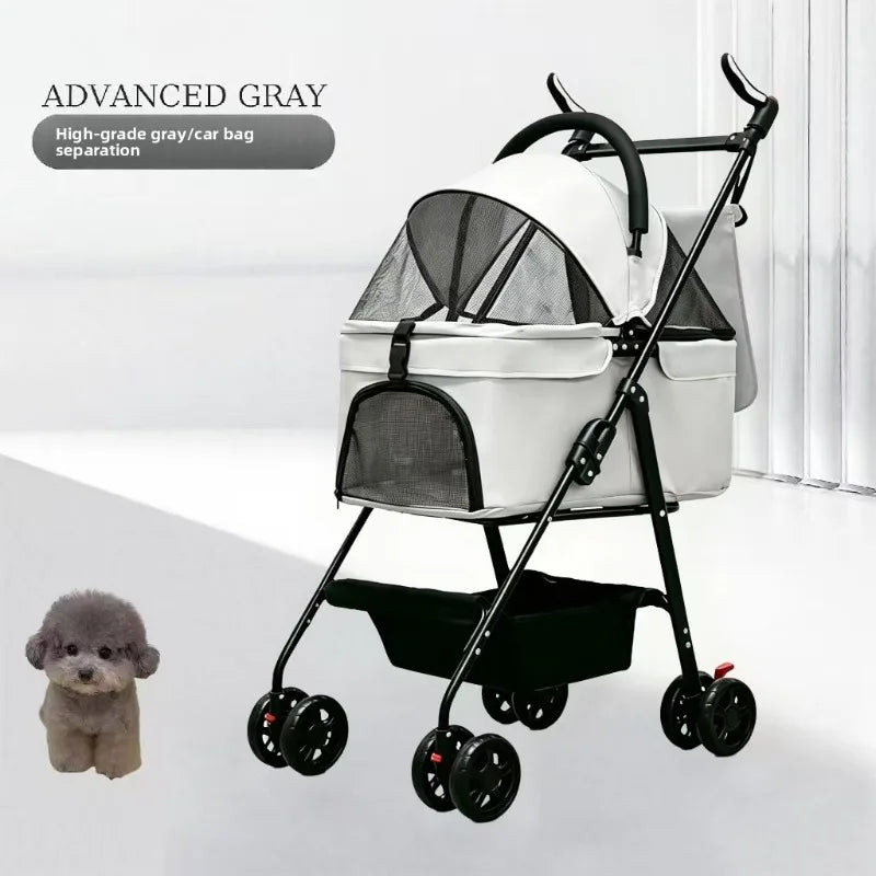 Detachable Washable Pet Stroller Trolley for Small & Medium Dogs & Cats — Lightweight Travel Carrier