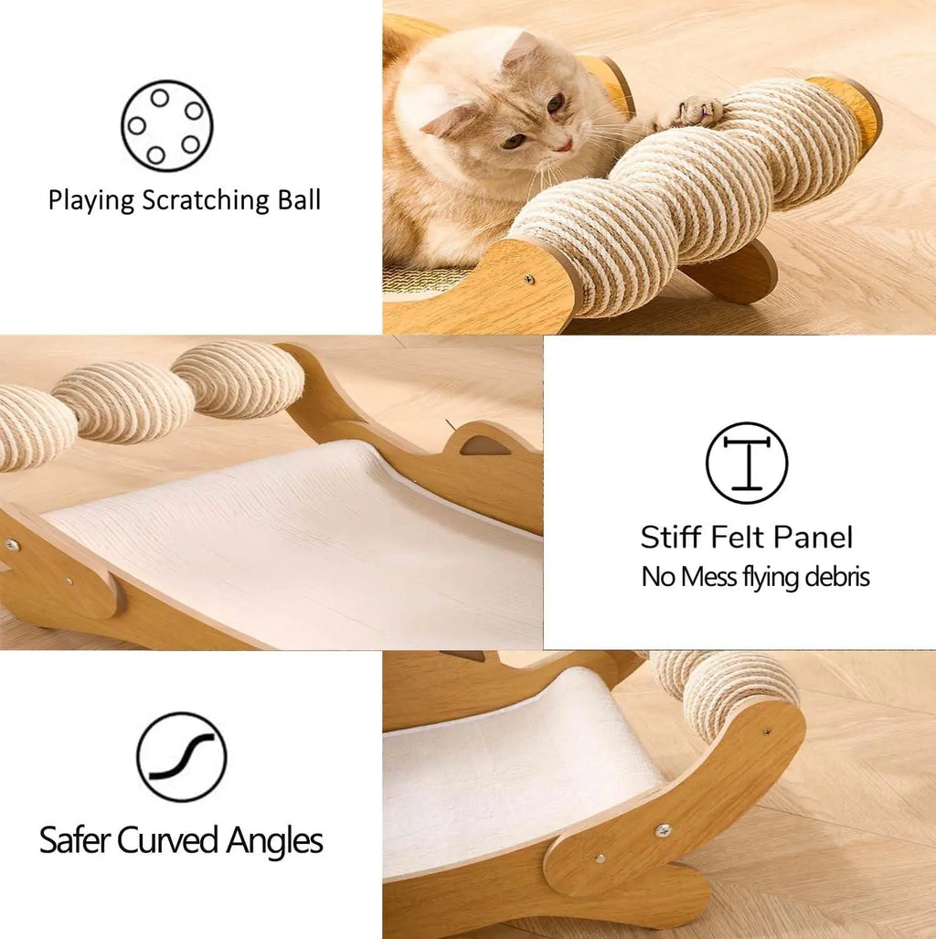3-in-1 Cat Scratcher Bed with Hammock & Replacement Pad