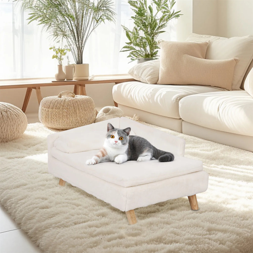 Waterproof Raised Pet Sofa Lounger with Plush Cushion