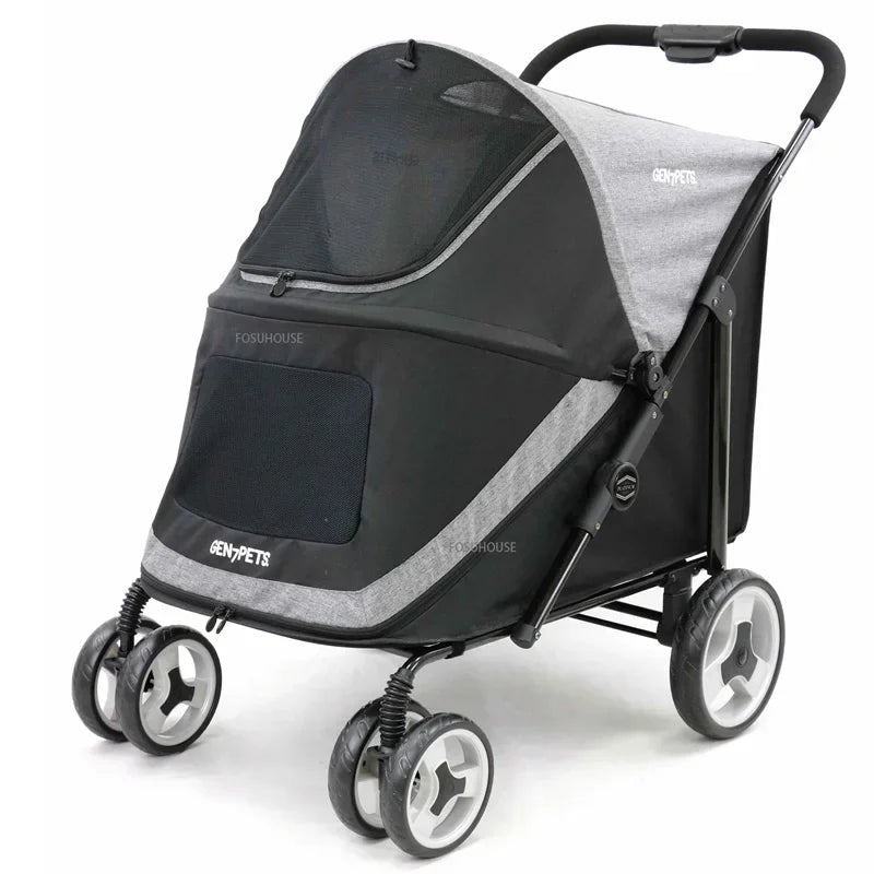Modern Portable 55kg Large Dog Pet Stroller — 4-Wheel Foldable Large Capacity Outdoor Travel Trolley