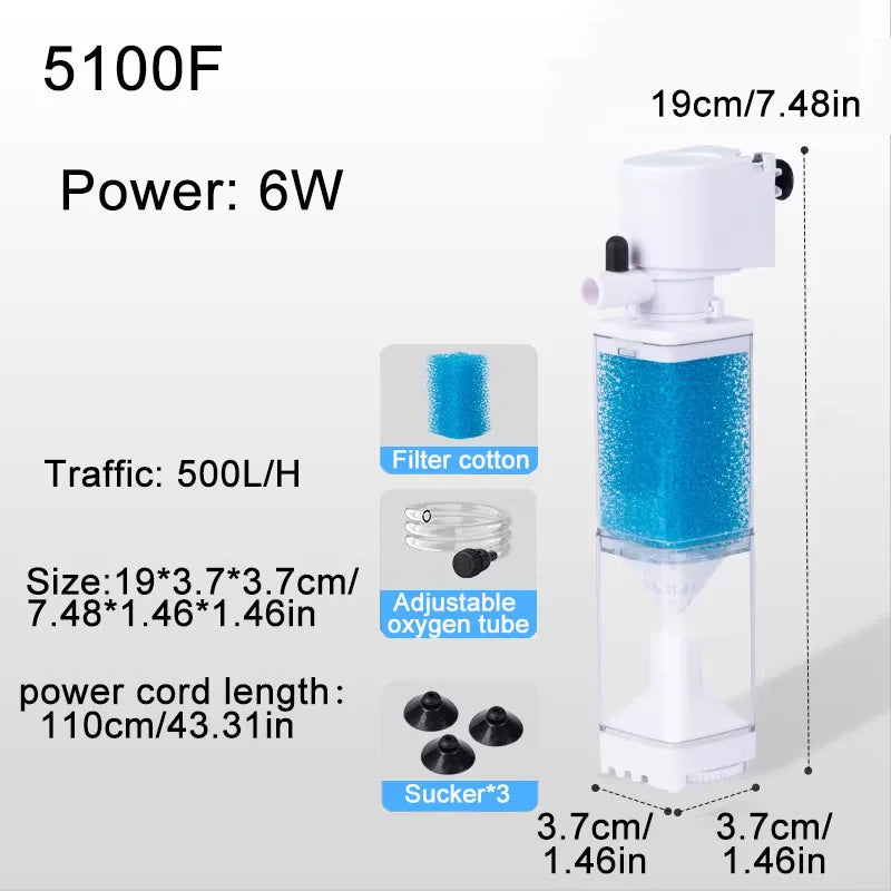220V Submersible Aquarium Filter Pump (Anti-Backflow, Wave Maker)