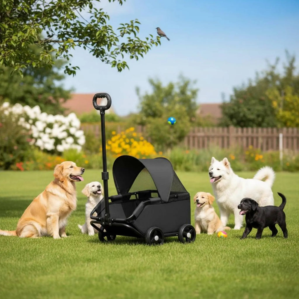 Small Foldable Outdoor Pet Stroller for Cats — Park-Ready Compact Travel Cart