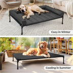 Cooling Elevated Dog Bed with Bolster Cushion, 42x30in