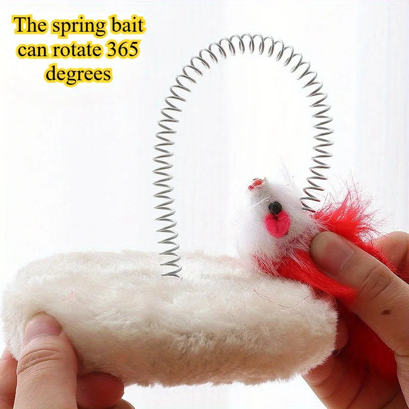 3-in-1 Cat Scratcher with Spring Feather Toy