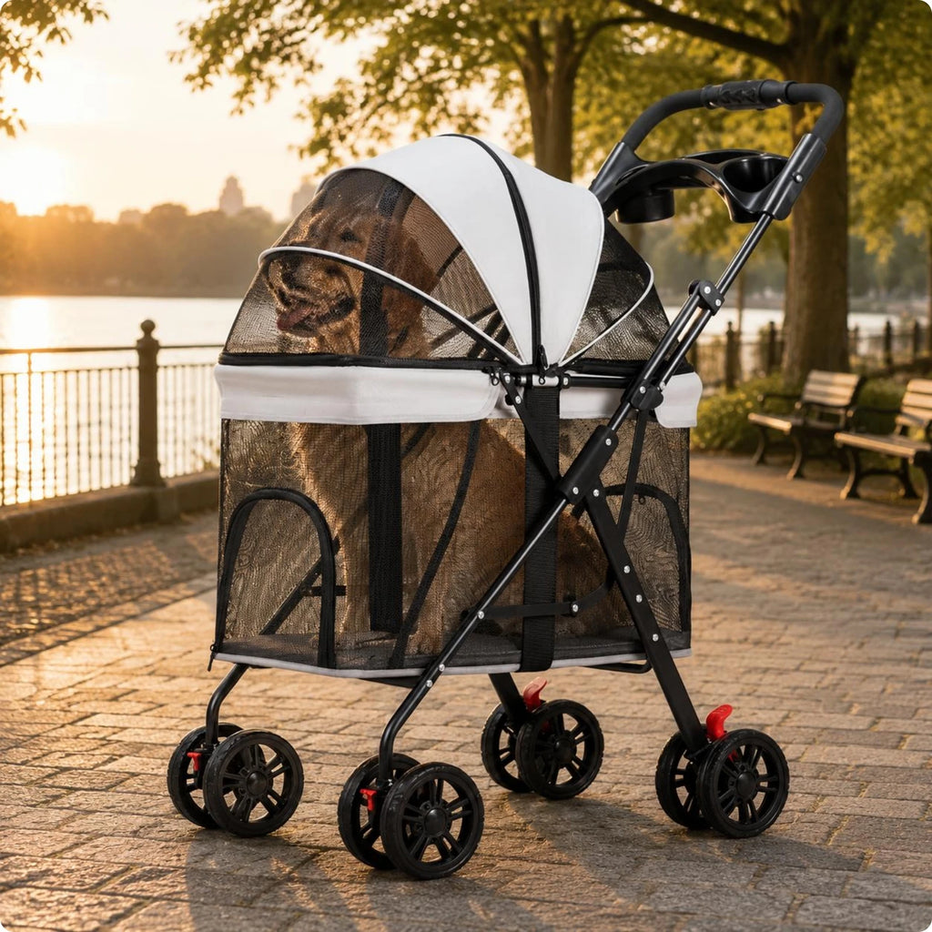 Multi-Purpose Easy-Fold Pet Stroller with Sturdy Frame & Mesh Ventilation — Outdoor Walk Carrier for Dogs & Cats