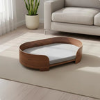 Oval Wooden Pet Sofa Bed with Removable Cover, All-Season