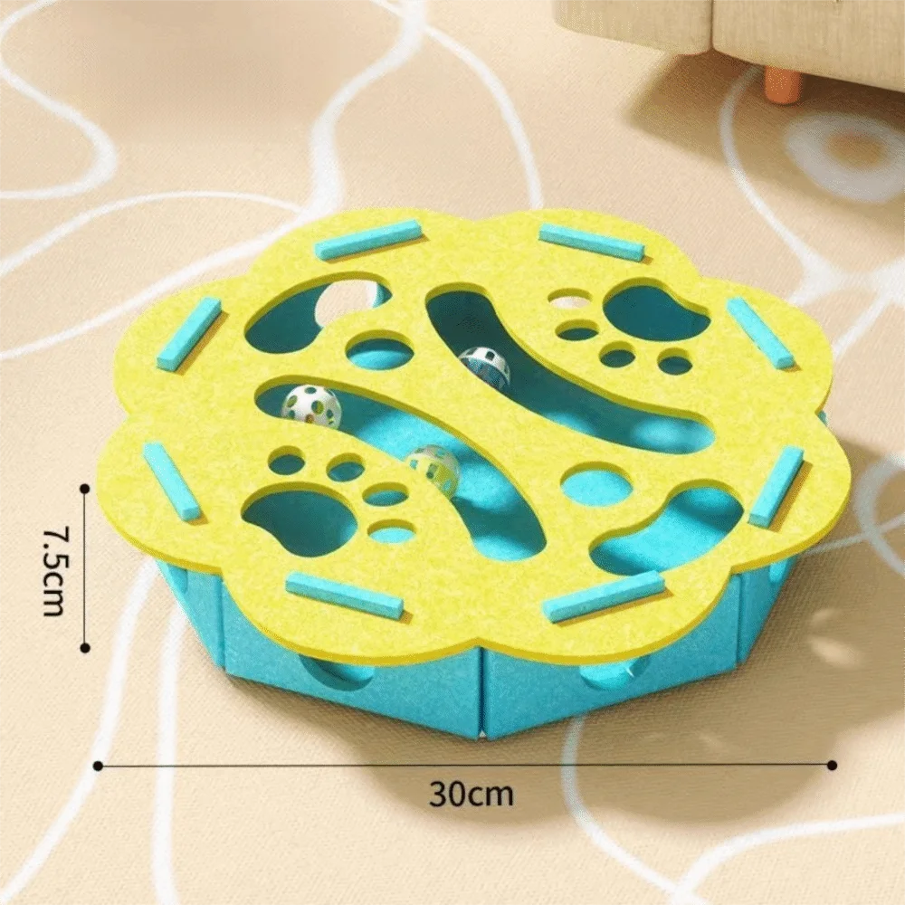 Cat Scratching Post with Felt Puzzle Box — 2-in-1 Enrichment Toy