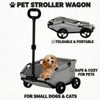 4-Wheel Folding Dog Stroller Handcart for Travel, Shopping & Walking — Pet Cart for Small Dogs & Cats