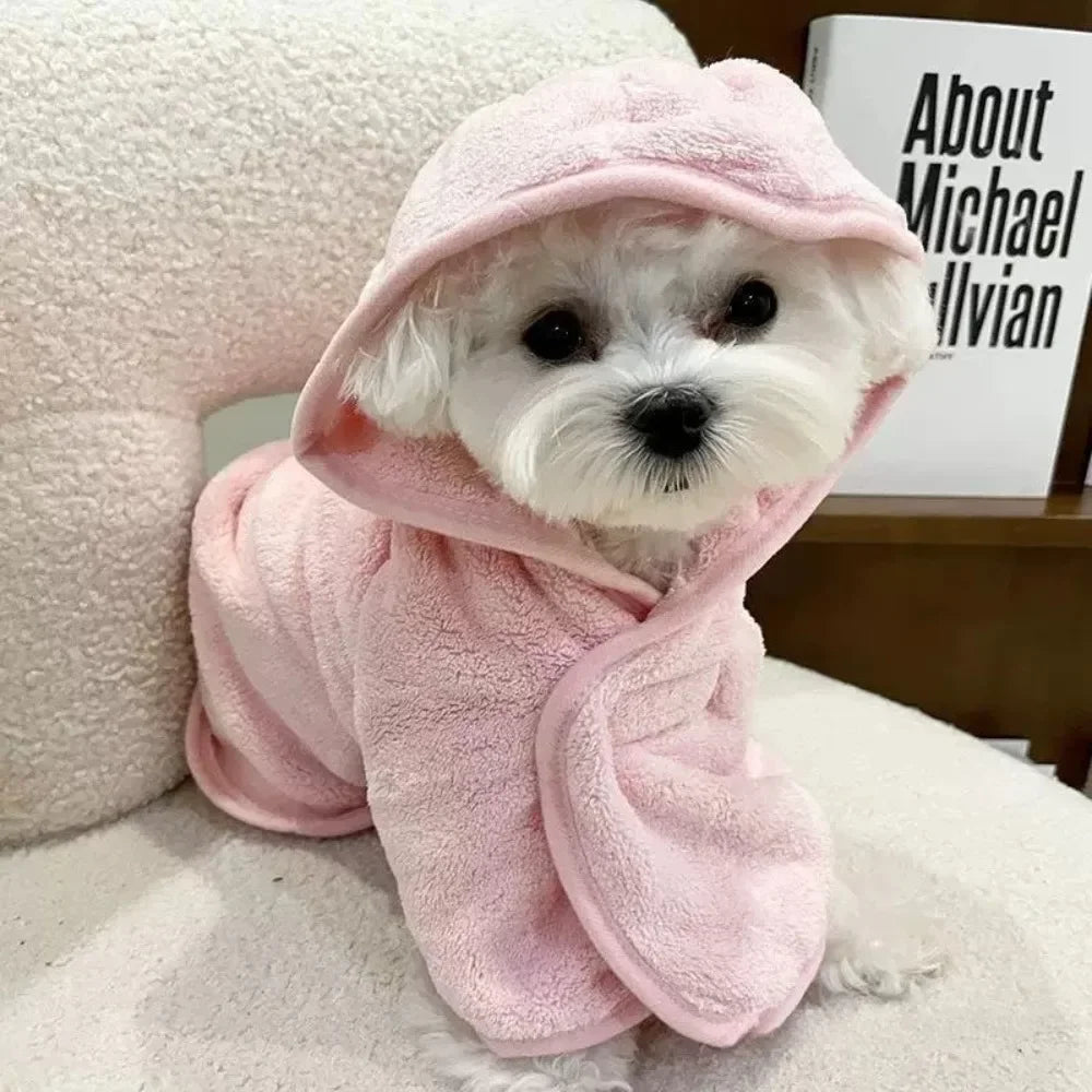Hooded Dog Bath Robe — Super-Absorbent Cotton Towel for After Bath & Swim