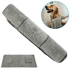 Large Nylon Pet Towel with Pocket Design — Non-Linting, Fast-Absorbing