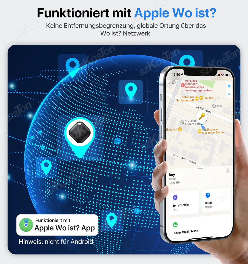Smart iTag GPS Tracker with Keychain for Apple Find My - iOS