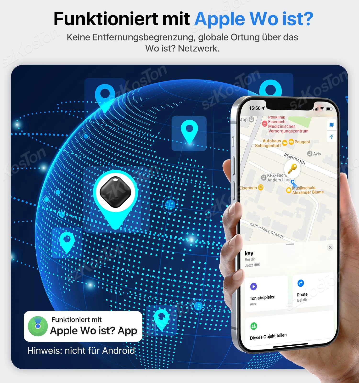 Smart iTag GPS Tracker with Keychain for Apple Find My - iOS