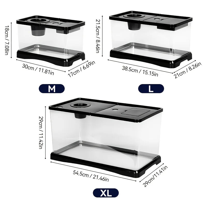 Large Transparent Aquarium Tank with Lid (Spill-Proof, Clear View)