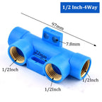 Water Pipe Splitter Distributor (4/5/6-Way, 1/2" Thread, Drain Switch)