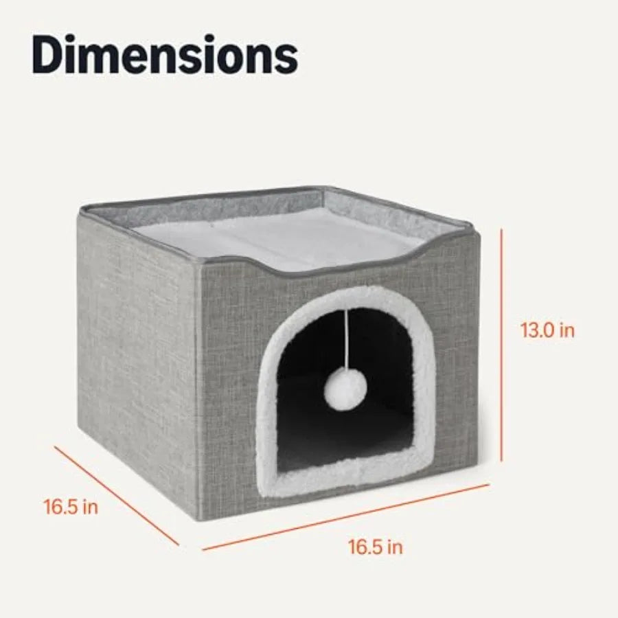 Foldable Cat Condo with Sisal Scratch Pad, Grey