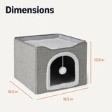 Foldable Cat Condo with Sisal Scratch Pad, Grey