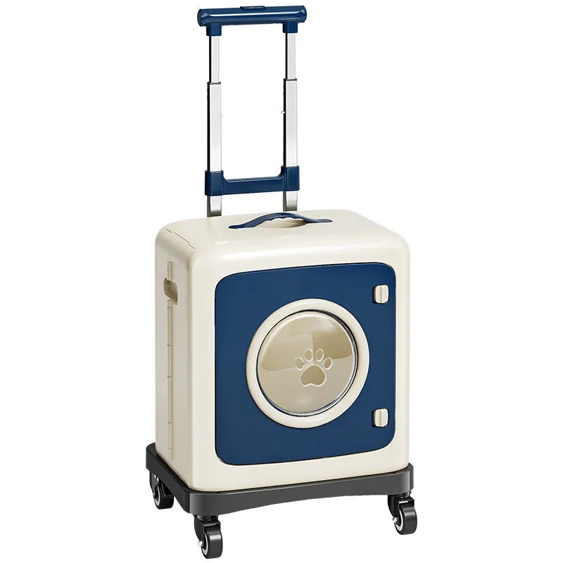 Anti-Stress Airline-Approved Pet Stroller & Travel Crate with Telescopic Handle