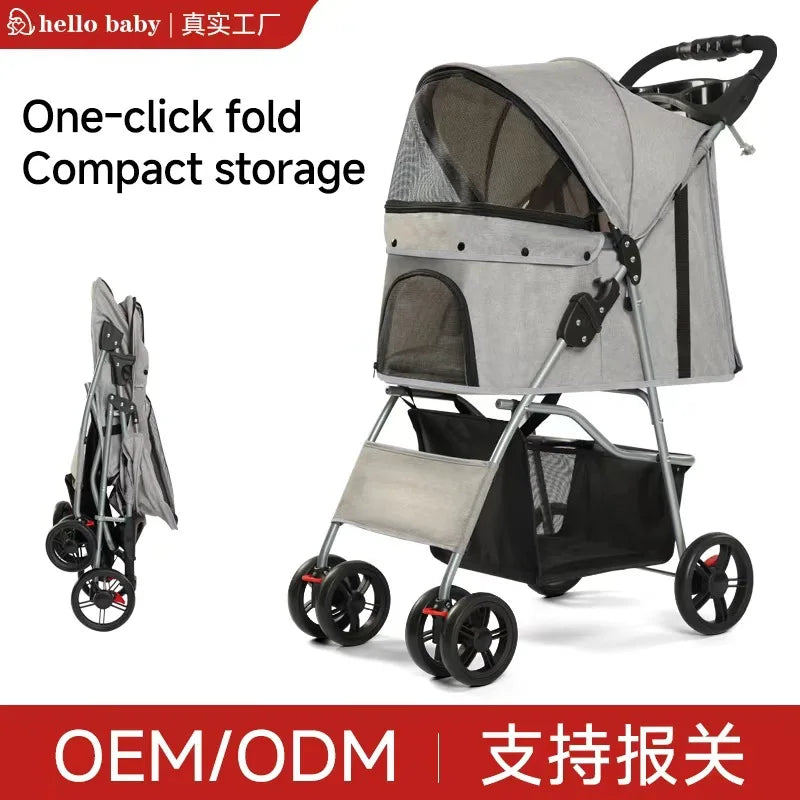 Foldable Breathable Universal Lightweight Pet Cart & Travel Trolley for Cats & Dogs