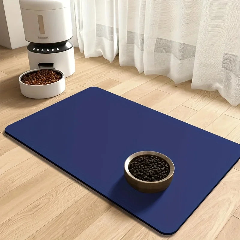 Waterproof Pet Feeding Mat — Absorbent Rubber Placemat for Bowls & Cages