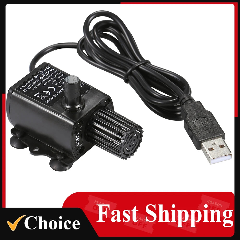 Mini Brushless Submersible Water Pump (DC5V, Ultra-Quiet, Fountain & Aquarium)
