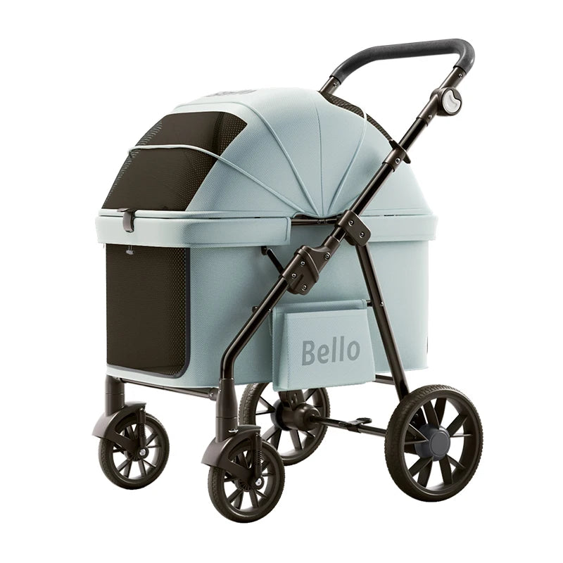 Bello Premium Foldable 4-Wheel Pet Stroller for Large Dogs — New Design Travel Carrier