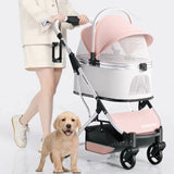 Lightweight Pet Stroller Dog-specific Travel Stroller Foldable High-view Pet Stroller Large Space Removable Carry Basket Cat Car