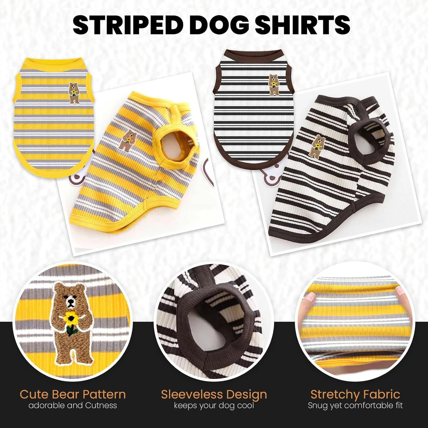Striped Cat T-Shirt — Stretchy Breathable Slip-On Tank Top