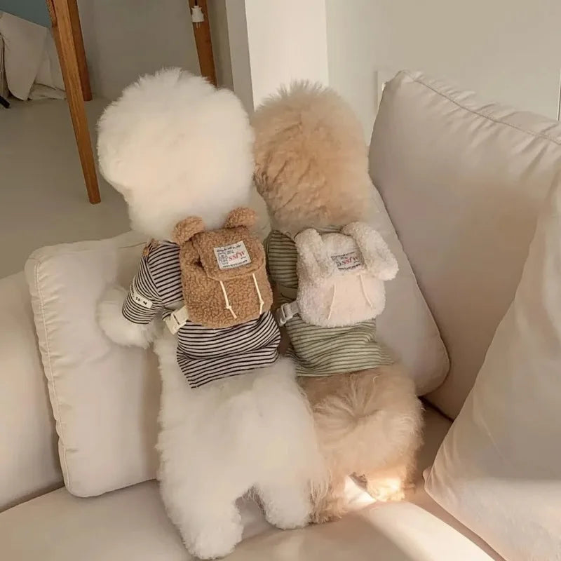 Cute Plush Pet Outing Backpack (Puppy, Dog & Cat, Multi-Function)
