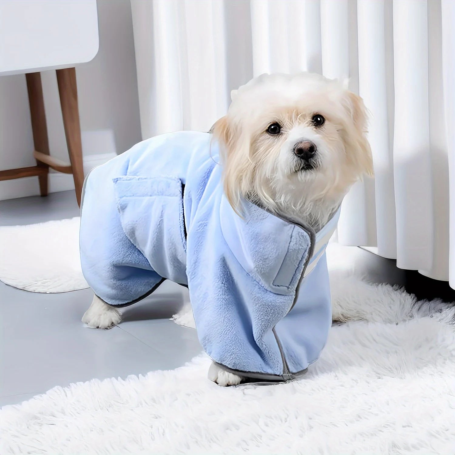 Cooling Absorbent Dog Bath Towel — Bathrobe-Style Pet Wash Towel