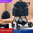 2026 Lightweight Foldable Pet Stroller with Detachable Small Cart for Dogs & Cats