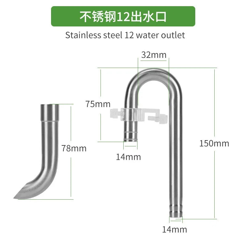 Stainless Steel Aquarium Filter Inlet & Outlet Tubes (Shrimp Safe)