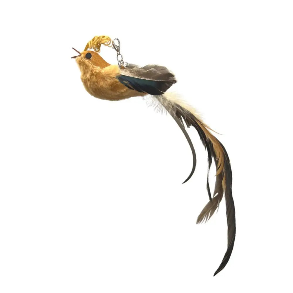 Hummingbird Long Pole Cat Teaser Stick — Interactive Feather Wand Toy for Kittens