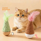 Feather Tumbler Wobbler Cat Toy — Bite-Resistant Self-Righting Solo Play Teaser