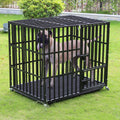 Heavy-Duty 3-Door Metal Dog Crate with Wheels