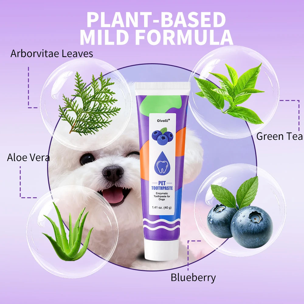 Enzymatic Pet Dental Kit — Blueberry Toothpaste, Brush & Finger Brush