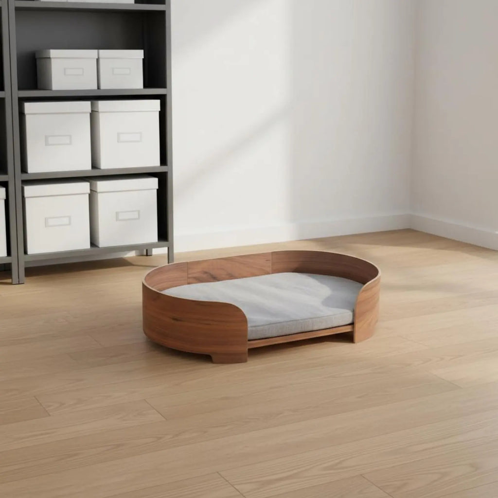 Oval Wooden Pet Sofa Bed with Removable Cover, All-Season