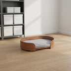 Oval Wooden Pet Sofa Bed with Removable Cover, All-Season