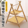 Solid Wood Double-Layer Cat Hammock Swing
