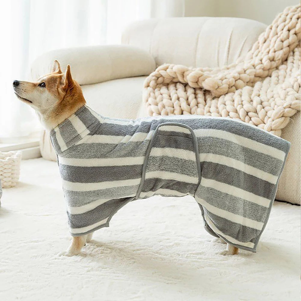 Quick-Drying Dog Bathrobe — Ultra-Absorbent Coral Fleece, Easy On/Off