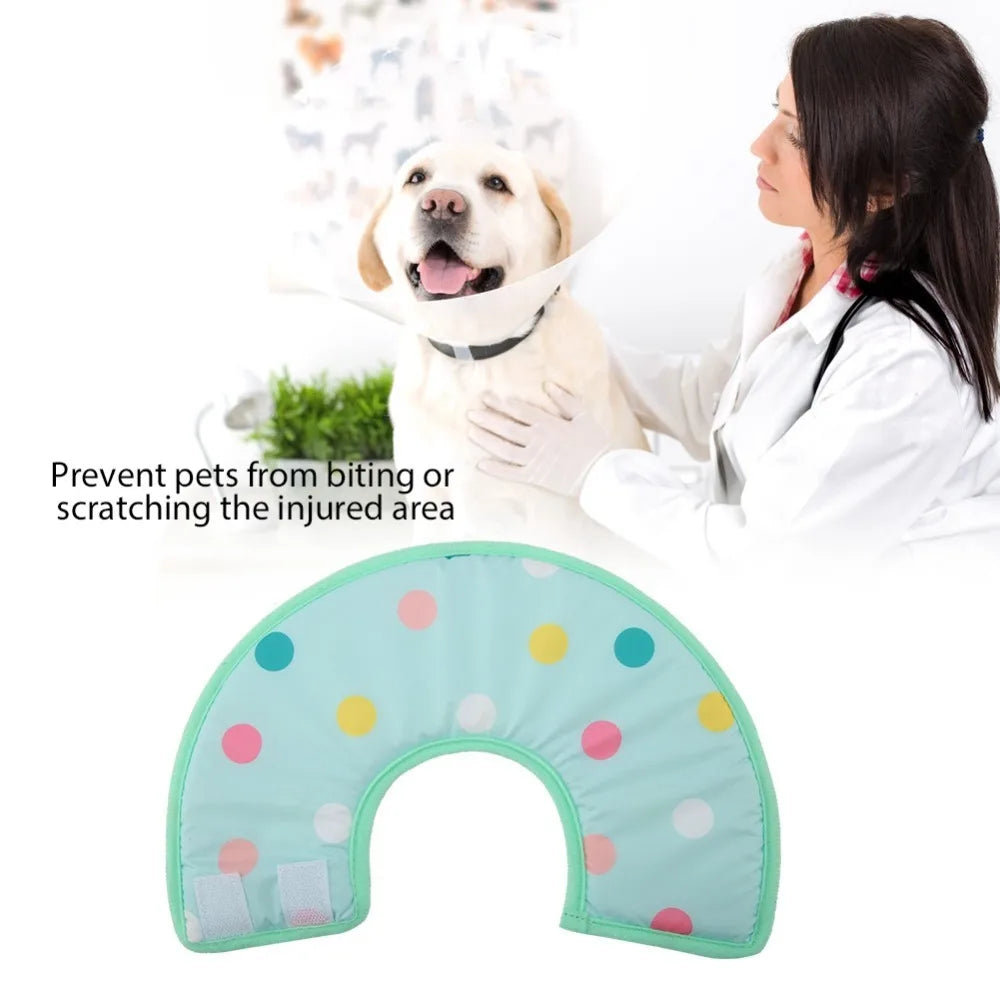 Sponge Padded Pet Recovery Ring (Polka Dot, Anti-Lick, Flexible Frame)